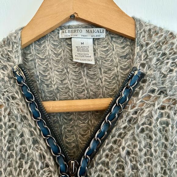 Alberto Makali Mohair Oversized Sweater Faux Leather Chain trim  Medium - Picture 6 of 7